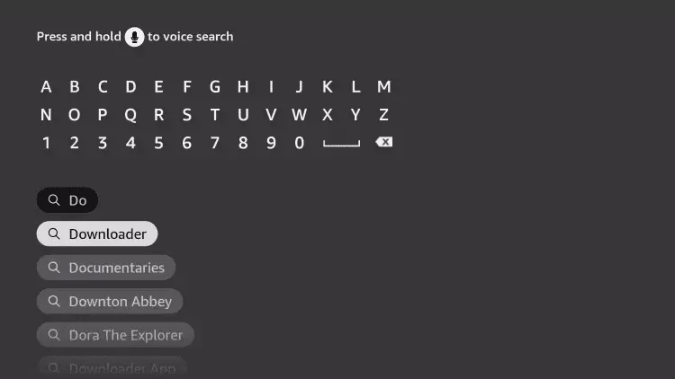 Selecting Downloader app on Firestick