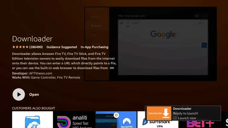 Opening Downloader app on Firestick